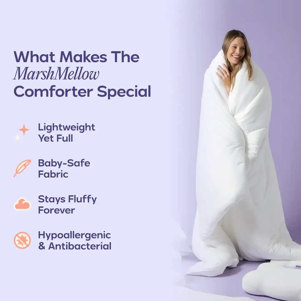 Mellow Sleep | MarshMellow Comforter - Double-Stuffed Ultra-Soft A-Class Fabric Heat-Adaptive Vegan Fill OEKO-TEX Certified Machine Washable
