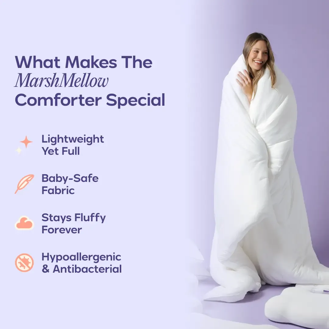 Mellow Sleep | MarshMellow Comforter - Double-Stuffed Ultra-Soft A-Class Fabric Heat-Adaptive Vegan Fill OEKO-TEX Certified Machine Washable