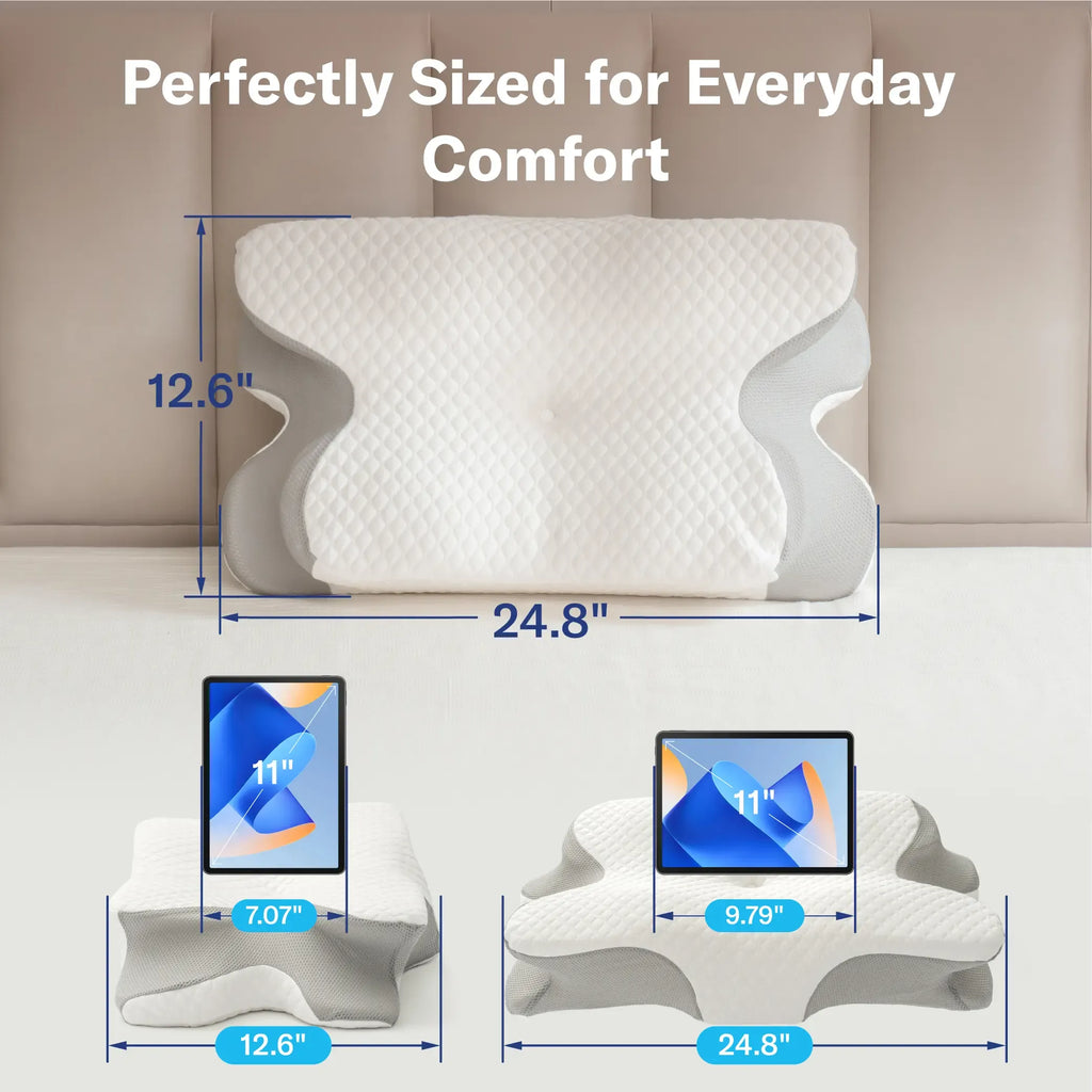 Alcedo Cervical Pillow for Cozy Sleep, Odorless Ergonomic Contour Memory Foam, Orthopedic Bed Pillow for Side, Back, and Stomach Sleepers