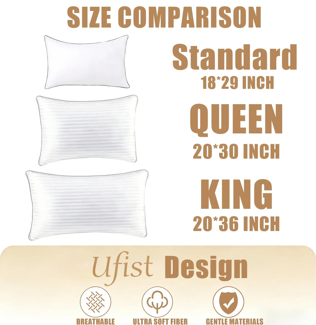 UFIST Hotel-style Sleeping Pillows, Lightweight, Soft, Quick to Rebound, Pillows Provide Support for Head and Neck, Making Them Ideal Bedding for Back, Stomach Or Side Sleepers