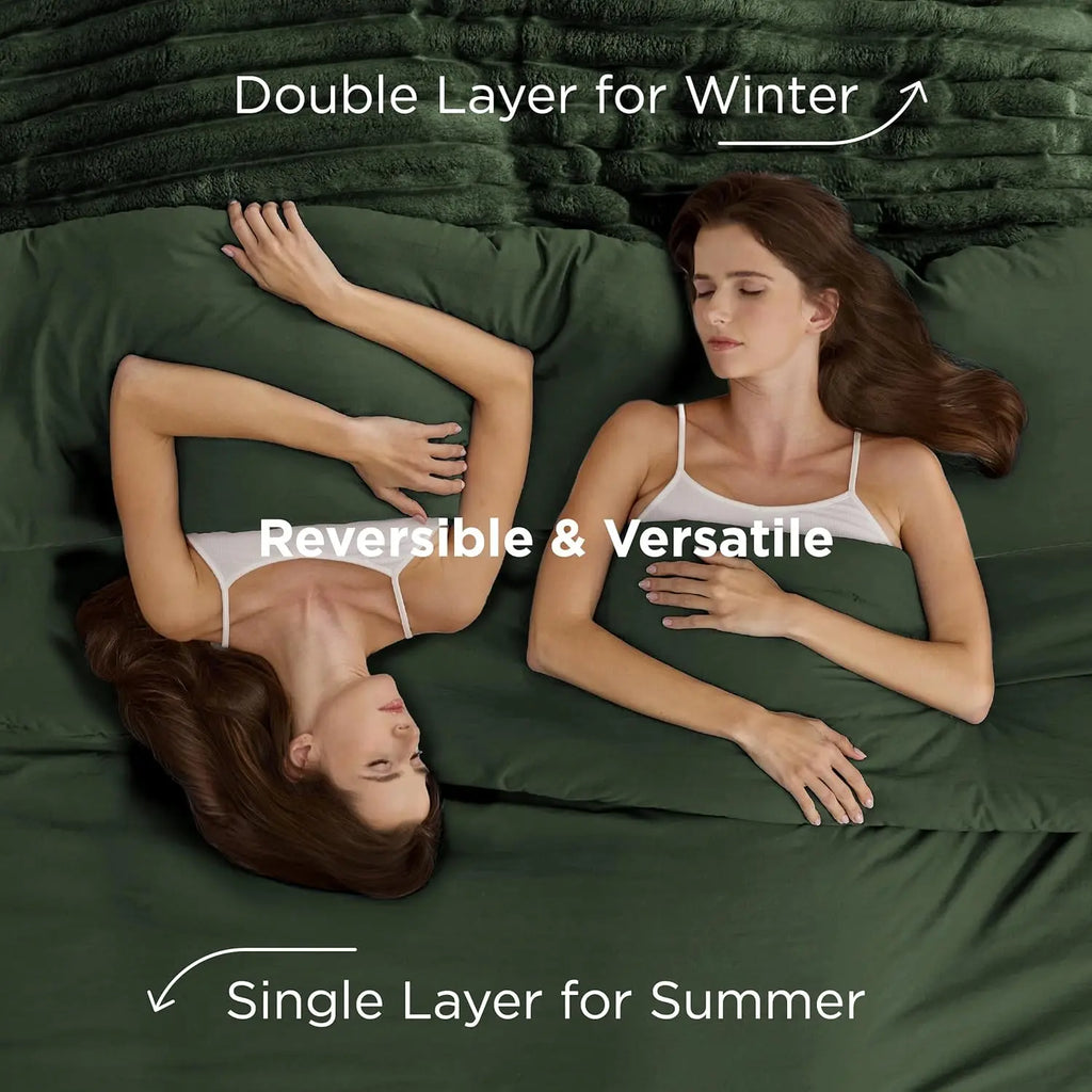 【Deals For You Days】Bedsure 6 Pieces Gentlesoft 2-In-1 Comforter Set And Detachable Fluffy Blanket,  All Season , SnapTech Design For Space Saving