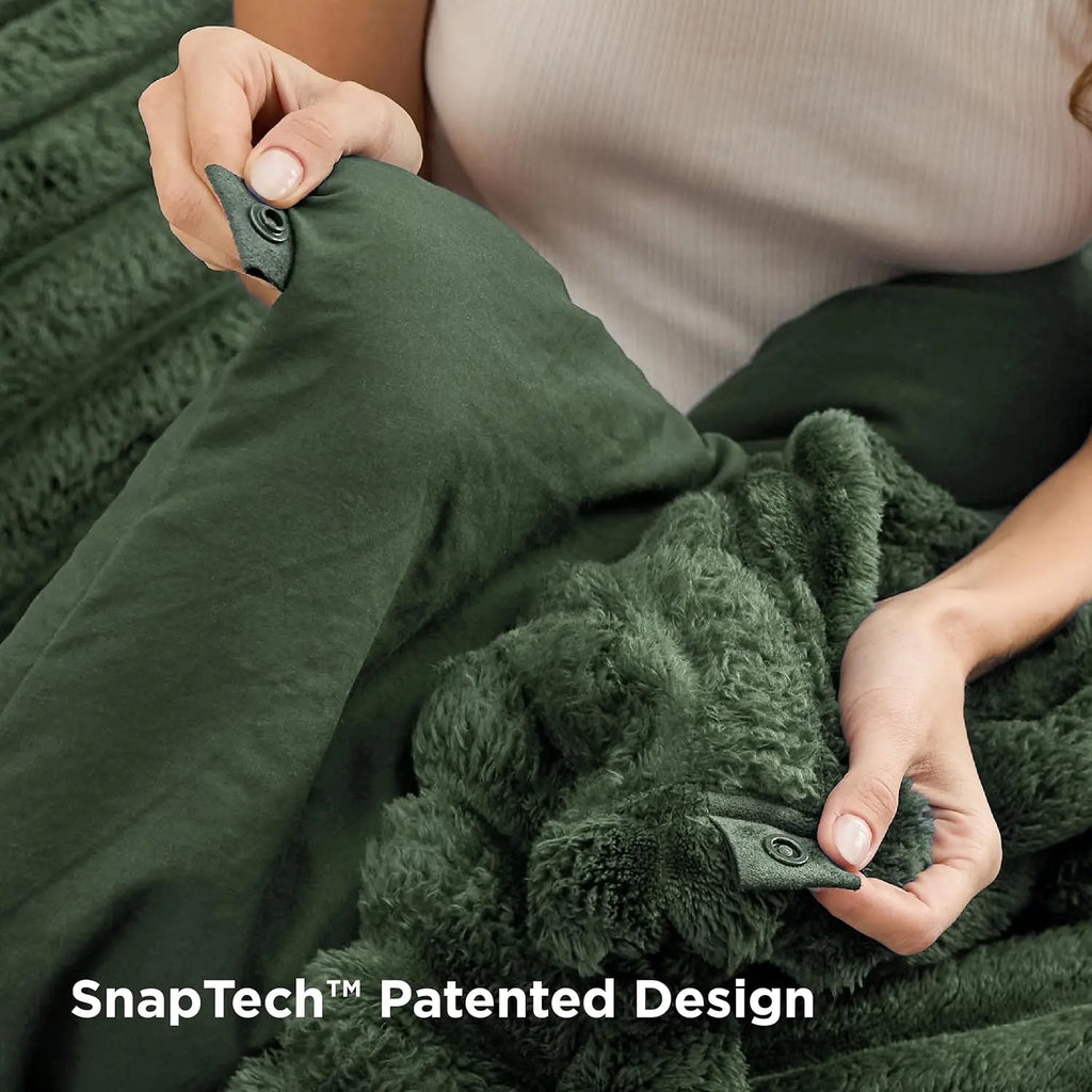 【Deals For You Days】Bedsure 6 Pieces Gentlesoft 2-In-1 Comforter Set And Detachable Fluffy Blanket,  All Season , SnapTech Design For Space Saving