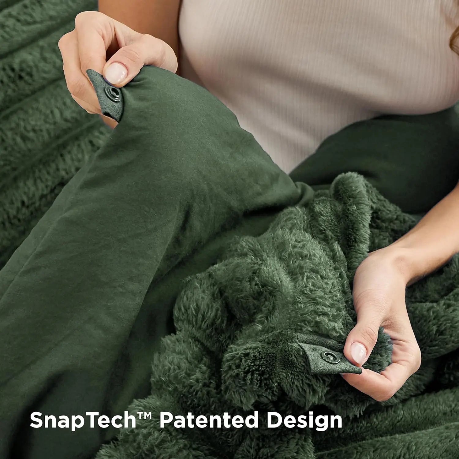 【Deals For You Days】Bedsure 6 Pieces Gentlesoft 2-In-1 Comforter Set And Detachable Fluffy Blanket,  All Season , SnapTech Design For Space Saving