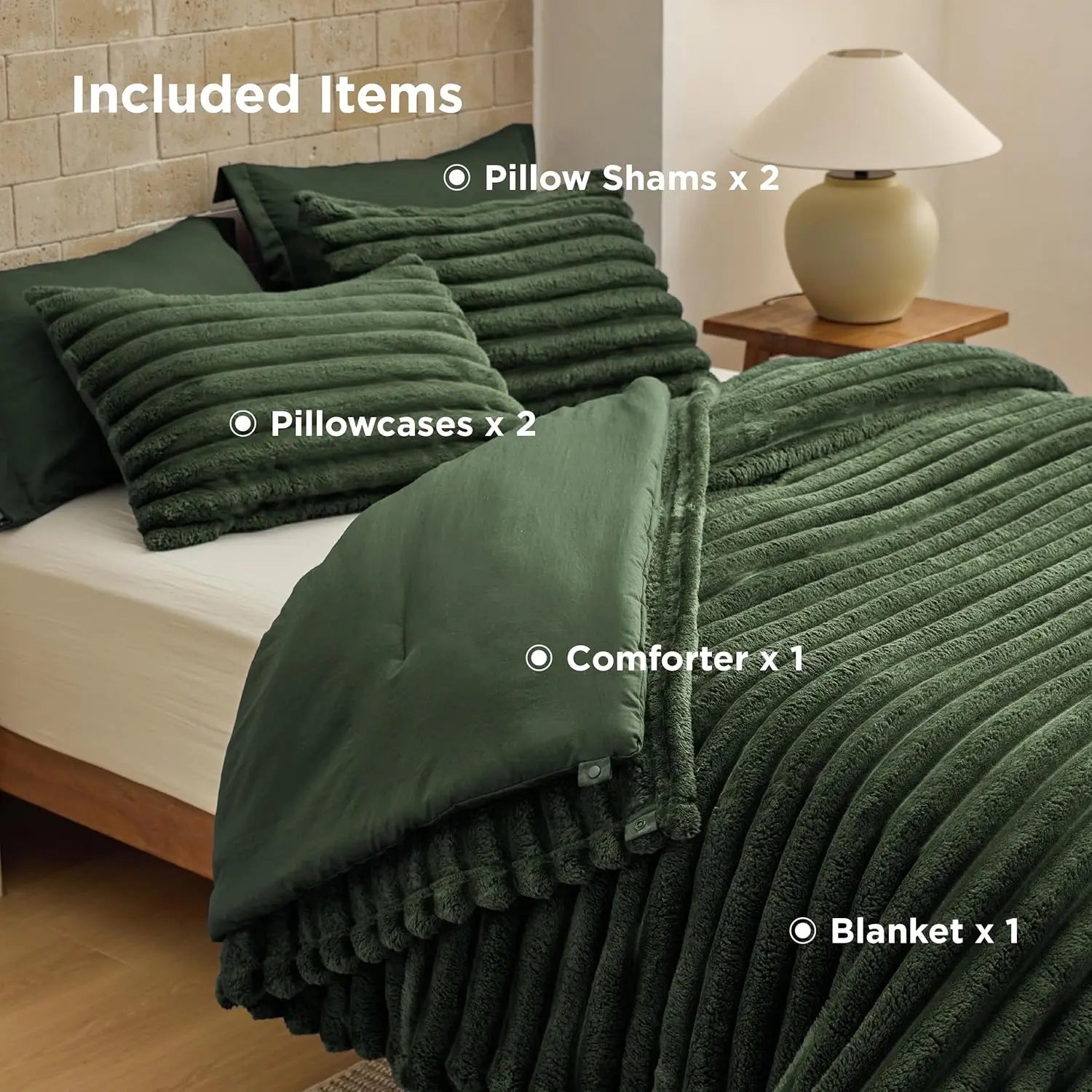 【Deals For You Days】Bedsure 6 Pieces Gentlesoft 2-In-1 Comforter Set And Detachable Fluffy Blanket,  All Season , SnapTech Design For Space Saving