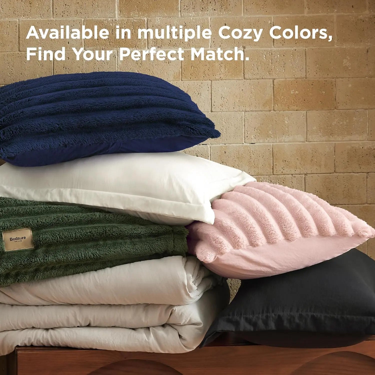 【Deals For You Days】Bedsure 6 Pieces Gentlesoft 2-In-1 Comforter Set And Detachable Fluffy Blanket,  All Season , SnapTech Design For Space Saving