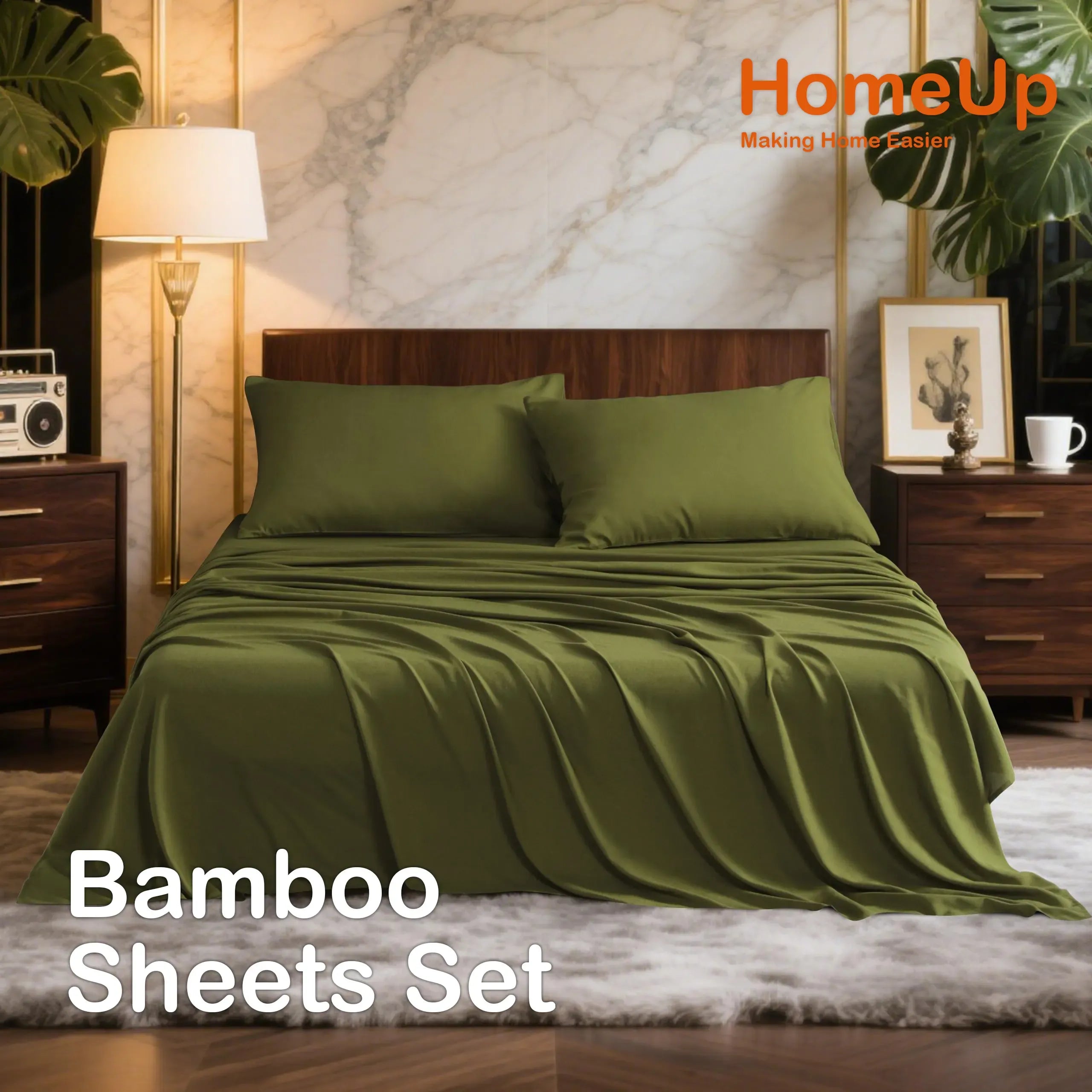 [Deals for You Days] NTBAY Bamboo Sheets Set 3/4 Pcs - Soft Bedding Sets, Cooling Breathable Bedding Set | Hotel Luxury, Super Soft & Smooth, 15" Deep Pocket | Wrinkle/Fade Resistant, Skin Friendly, Bedroom Gift Idea
