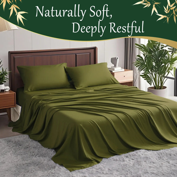 [Deals for You Days] NTBAY Bamboo Sheets Set 3/4 Pcs - Soft Bedding Sets, Cooling Breathable Bedding Set | Hotel Luxury, Super Soft & Smooth, 15" Deep Pocket | Wrinkle/Fade Resistant, Skin Friendly, Bedroom Gift Idea