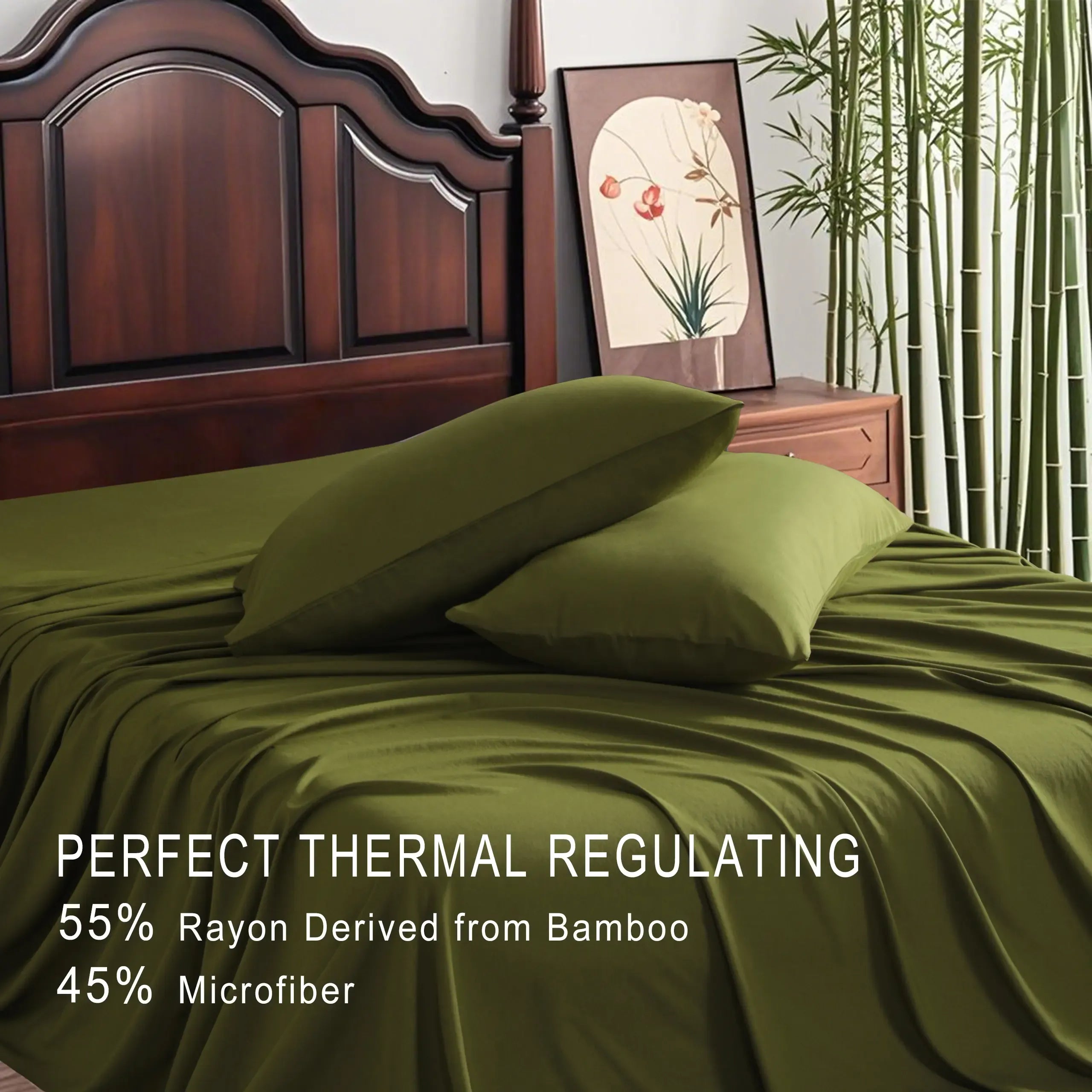 [Deals for You Days] NTBAY Bamboo Sheets Set 3/4 Pcs - Soft Bedding Sets, Cooling Breathable Bedding Set | Hotel Luxury, Super Soft & Smooth, 15" Deep Pocket | Wrinkle/Fade Resistant, Skin Friendly, Bedroom Gift Idea