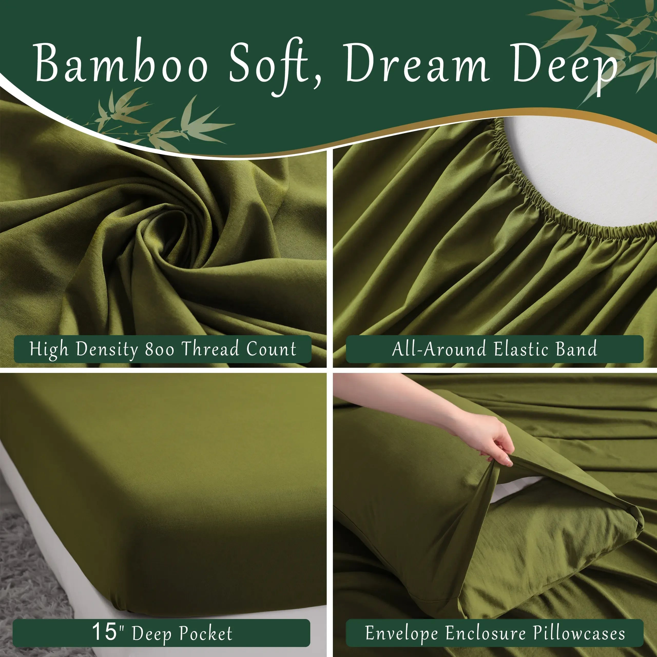 [Deals for You Days] NTBAY Bamboo Sheets Set 3/4 Pcs - Soft Bedding Sets, Cooling Breathable Bedding Set | Hotel Luxury, Super Soft & Smooth, 15" Deep Pocket | Wrinkle/Fade Resistant, Skin Friendly, Bedroom Gift Idea