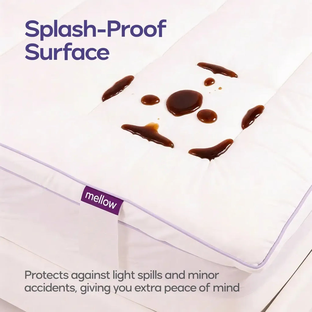 Mellow Sleep | The Cloud Layer – Extra Thick Soft Down Alternative Fill Mattress Topper, Water Resistant Plush Bed Cushion for Pressure Relief & Back Support, Luxury Hotel Style Cooling Mattress Pad for Better Sleep