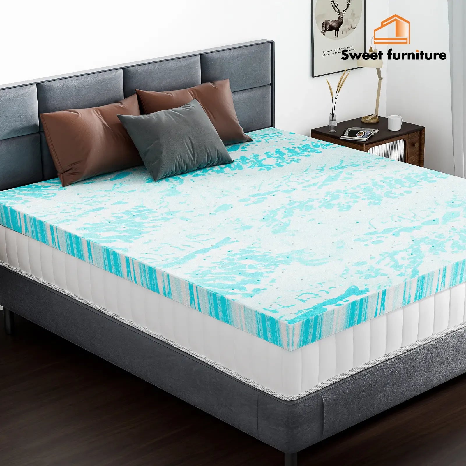 【Deals for You Days】Sweet Furniture S -  Mattress Topper, Summer Cooling Ventilated Gel Memory Foam Full Mattress Topper