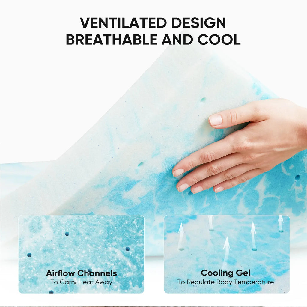 【Deals for You Days】Sweet Furniture S -  Mattress Topper, Summer Cooling Ventilated Gel Memory Foam Full Mattress Topper