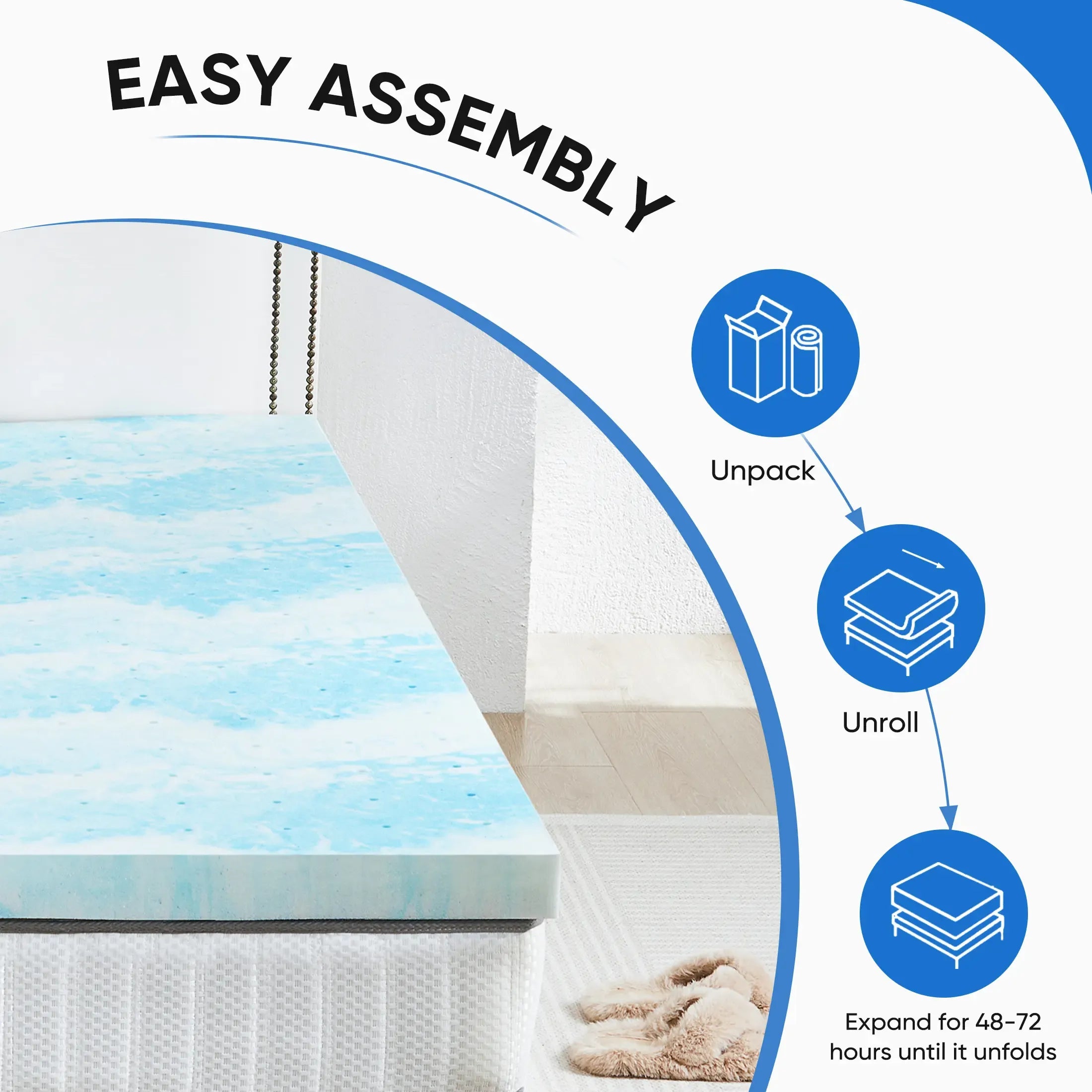 【Deals for You Days】Sweet Furniture S -  Mattress Topper, Summer Cooling Ventilated Gel Memory Foam Full Mattress Topper