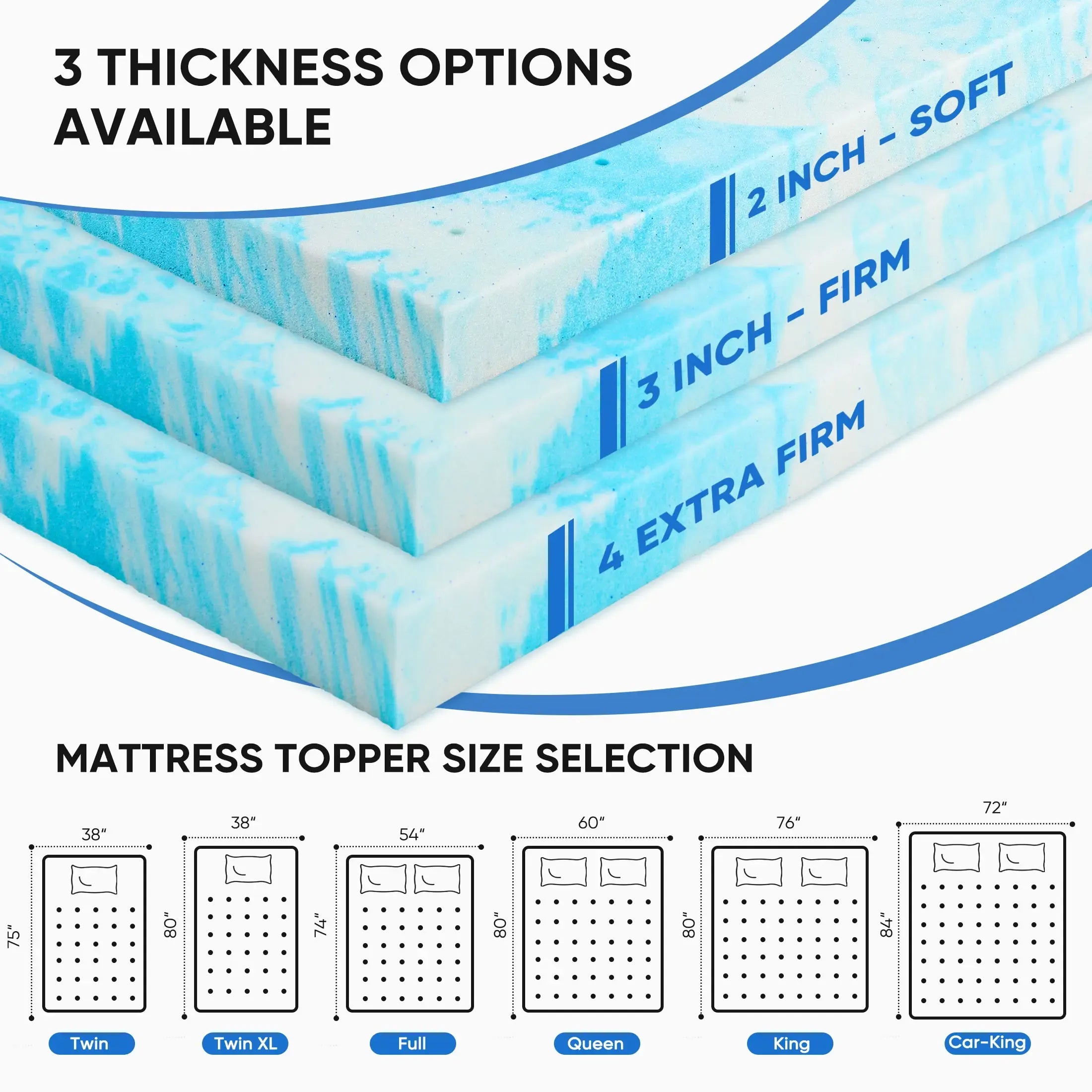 【Deals for You Days】Sweet Furniture S -  Mattress Topper, Summer Cooling Ventilated Gel Memory Foam Full Mattress Topper
