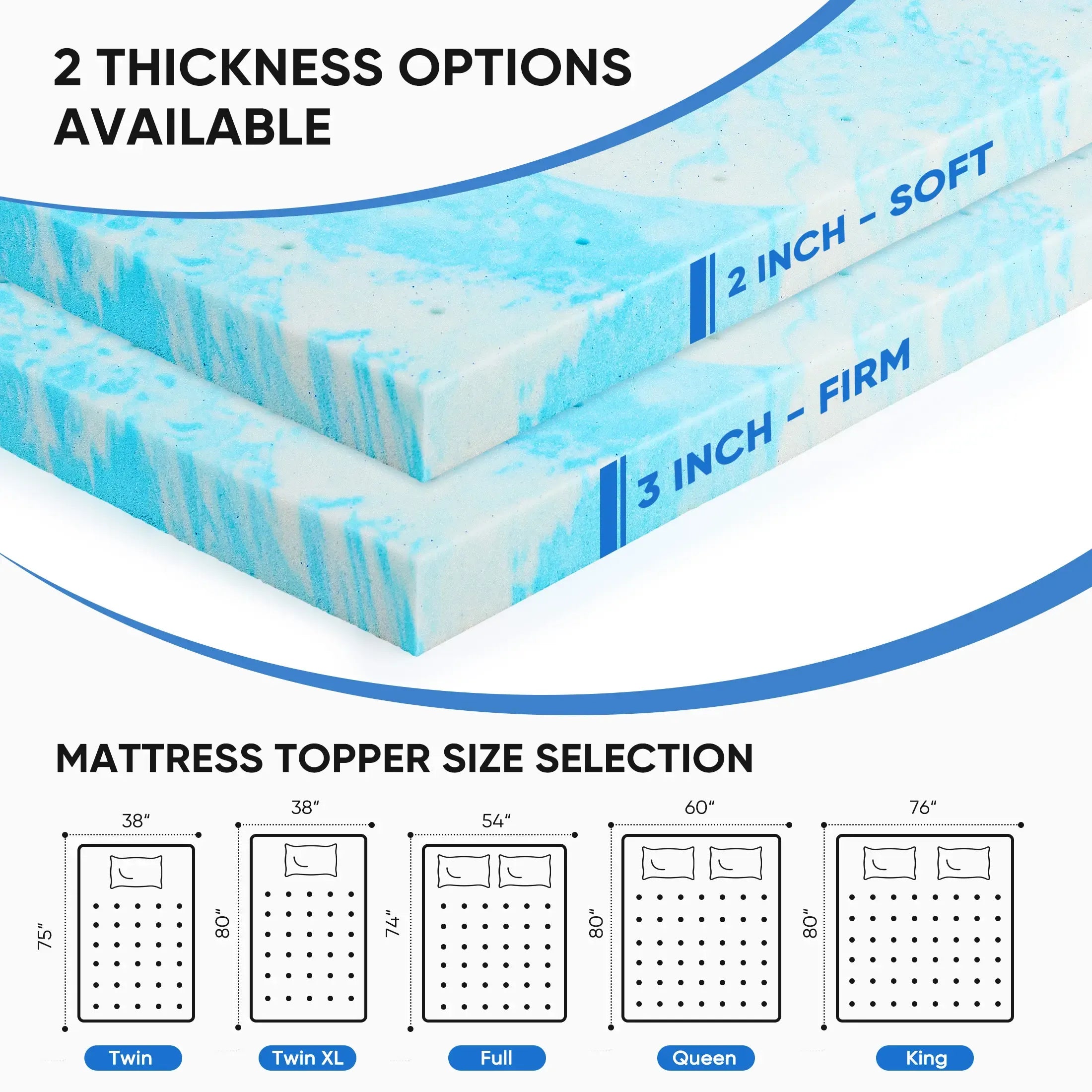 【Deals for You Days】Sweet Furniture S -  Mattress Topper, Summer Cooling Ventilated Gel Memory Foam Full Mattress Topper