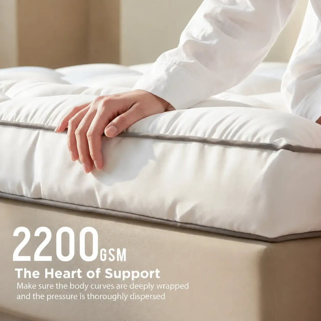 【DealsforYouDay】Raybee 3&4 Inch Ultra-Thick Soft Mattress Topper-2200GSM!  Cooling Fabric & Memory Foam & Microfiber Hybird Mattress Pad for Back Pain Relief , Soft Fluffy Supportive Pressure Relief Mattress Pad for Bedroom,Dormitory, Guestroom