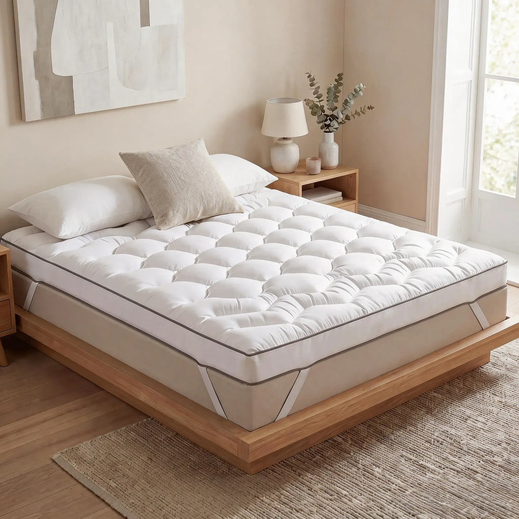 【DealsforYouDay】Raybee 3&4 Inch Ultra-Thick Soft Mattress Topper-2200GSM!  Cooling Fabric & Memory Foam & Microfiber Hybird Mattress Pad for Back Pain Relief , Soft Fluffy Supportive Pressure Relief Mattress Pad for Bedroom,Dormitory, Guestroom