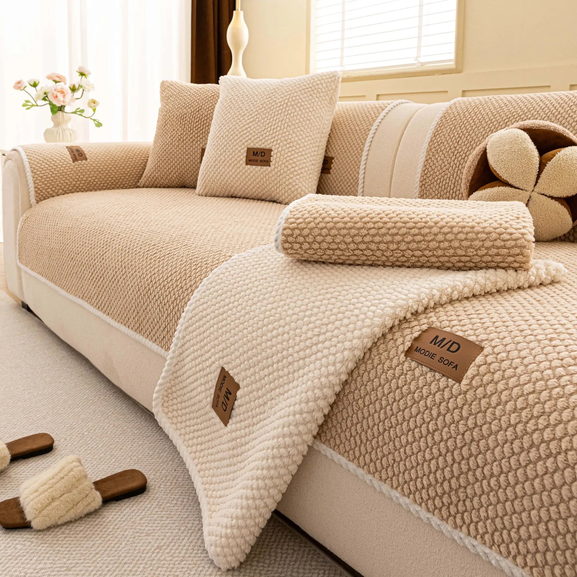 Luxury Thick Couch Cover, Removable Sofa Cover, 1 Count Soft Textured Couch Seat Pad, Non-Slip Washable Universal Sofa Protector Mat, Pet-Friendly Modern Sofa Cover for Sectional, Sofa Slipcover, Loveseat & 3-Seater Couch #GLOBAL PICKS