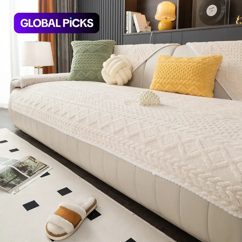 Solid Color Sofa Cover: Non-slip Washable Sofa Slipcover, Soft Couch Protector, Soft Sofa Towel & Comfortable Throw Pillowcase, Sofa Protector for Home Living Room #GLOBAL PICKS