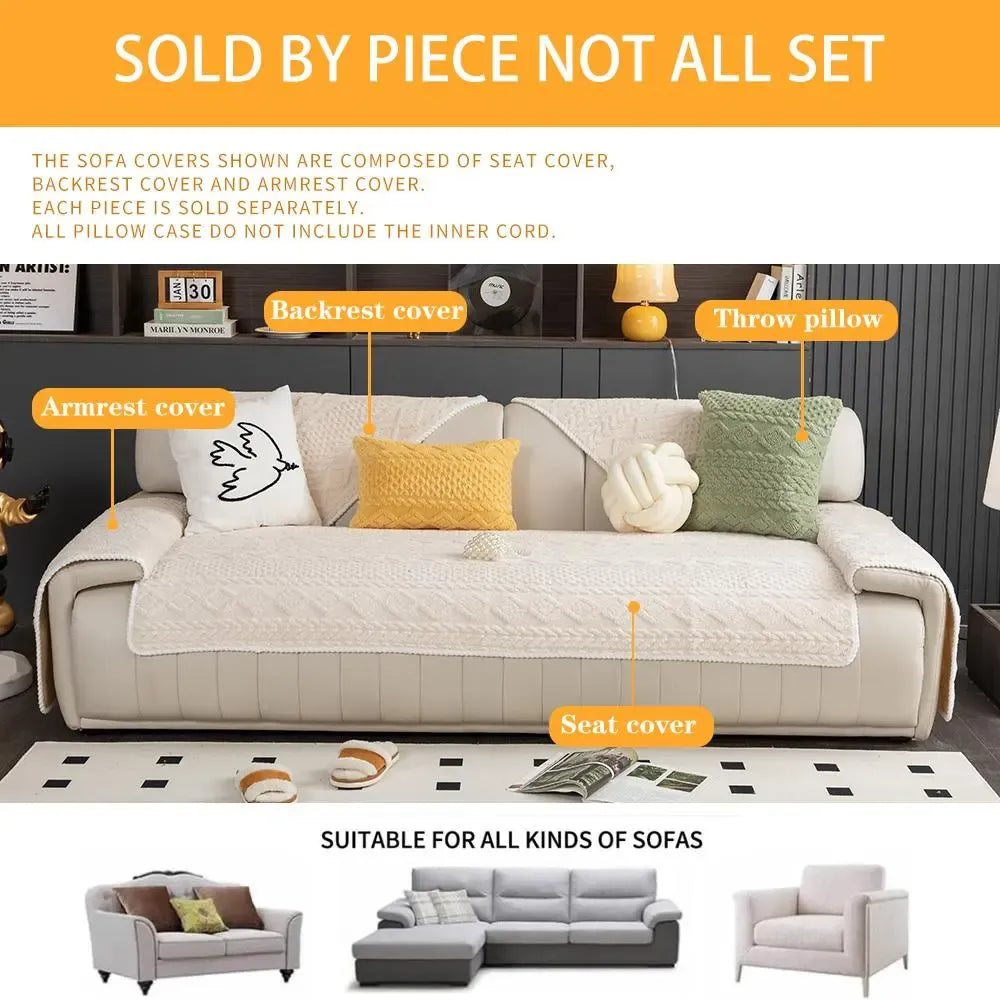 Solid Color Sofa Cover: Non-slip Washable Sofa Slipcover, Soft Couch Protector, Soft Sofa Towel & Comfortable Throw Pillowcase, Sofa Protector for Home Living Room #GLOBAL PICKS
