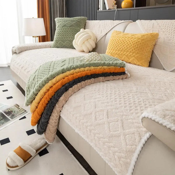 Solid Color Sofa Cover: Non-slip Washable Sofa Slipcover, Soft Couch Protector, Soft Sofa Towel & Comfortable Throw Pillowcase, Sofa Protector for Home Living Room #GLOBAL PICKS