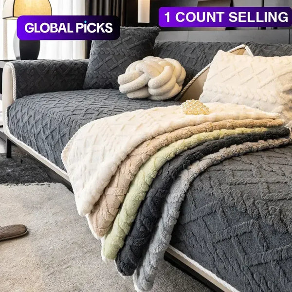 sofa cover Solid Color Cotton Velvet Sofa Cushion, 1 Count Simple and Modern Sofa Cover, Non Slip Couch Cover, Anti Slip Sofa Cover Cushion for Home Living Room Bedroom Sofa Slipcover #GLOBAL PICKS