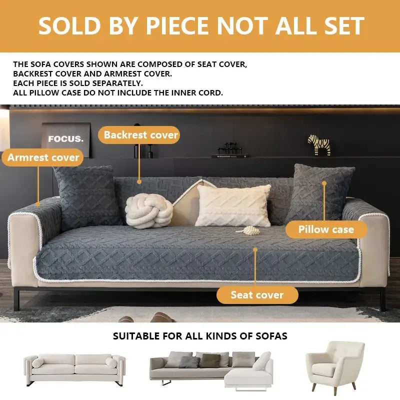 sofa cover Solid Color Cotton Velvet Sofa Cushion, 1 Count Simple and Modern Sofa Cover, Non Slip Couch Cover, Anti Slip Sofa Cover Cushion for Home Living Room Bedroom Sofa Slipcover #GLOBAL PICKS