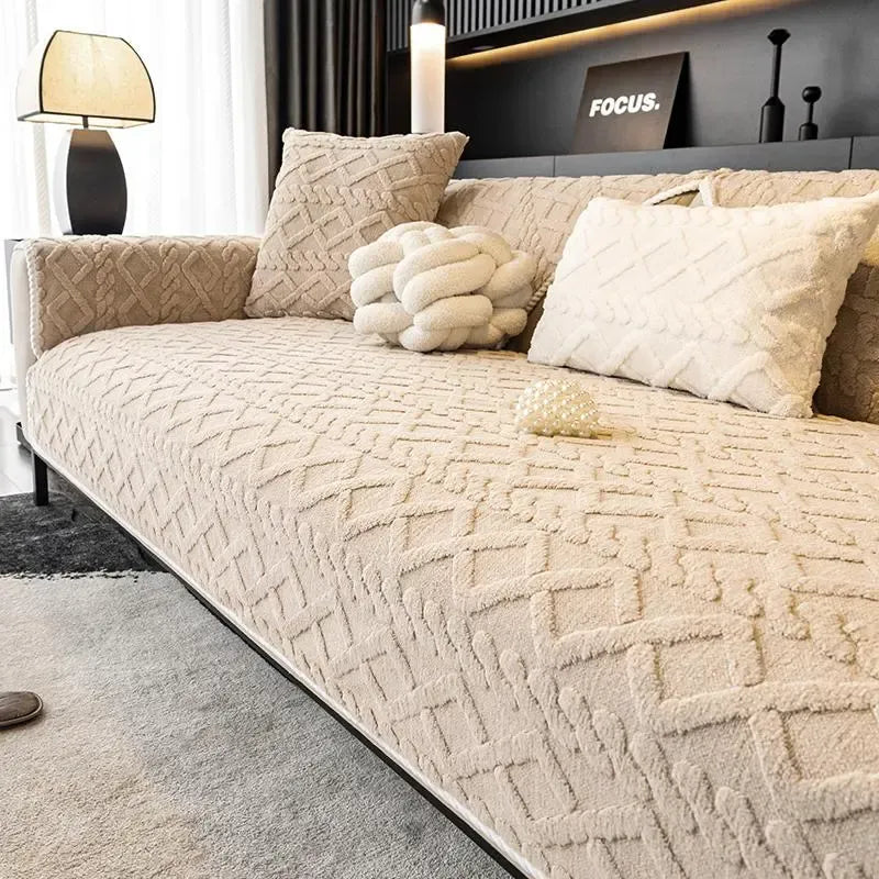 sofa cover Solid Color Cotton Velvet Sofa Cushion, 1 Count Simple and Modern Sofa Cover, Non Slip Couch Cover, Anti Slip Sofa Cover Cushion for Home Living Room Bedroom Sofa Slipcover #GLOBAL PICKS