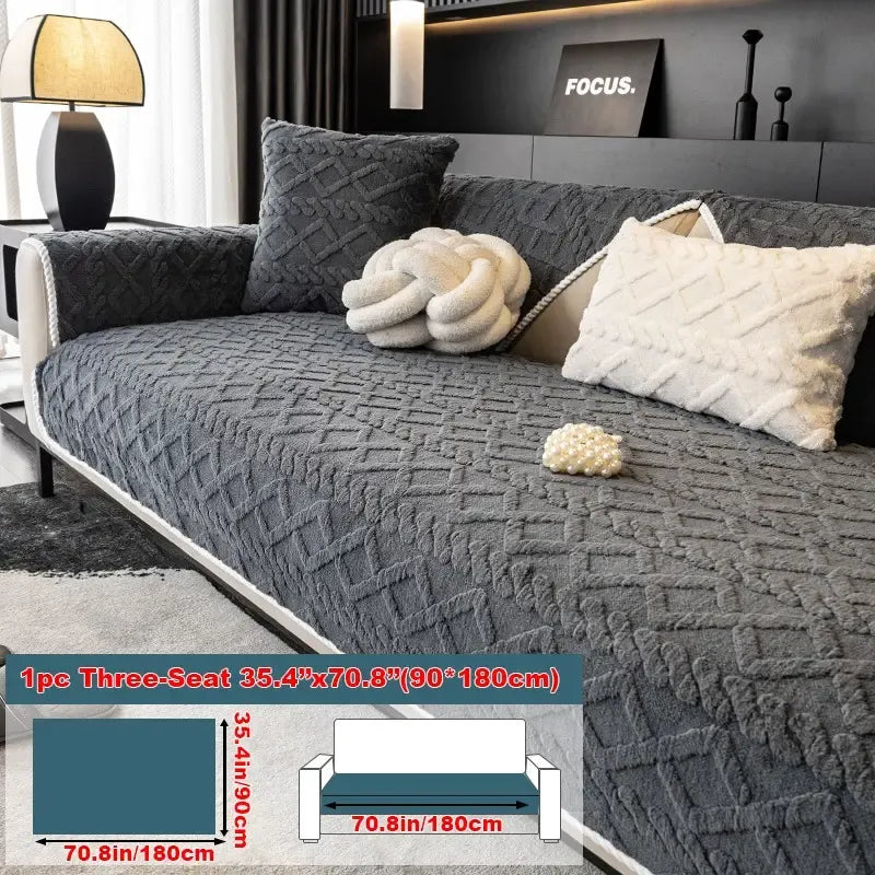 sofa cover Solid Color Cotton Velvet Sofa Cushion, 1 Count Simple and Modern Sofa Cover, Non Slip Couch Cover, Anti Slip Sofa Cover Cushion for Home Living Room Bedroom Sofa Slipcover #GLOBAL PICKS