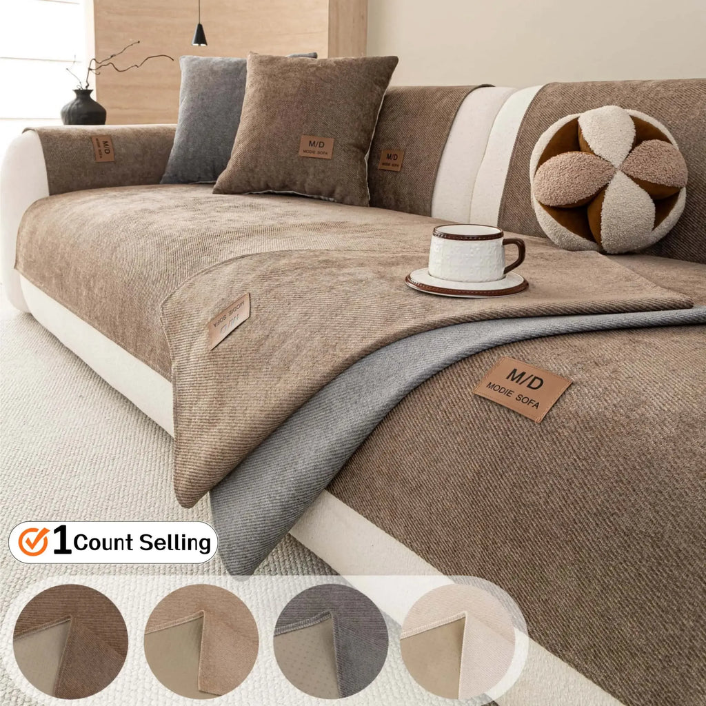 Solid Color Thick Couch Cover for Dogs and Cats, Non‑Slip Sofa Seat Protector Pad, Soft Pet‑Friendly Furniture Cover, Multiple Colors for 1/2/3/4 Seater Sofa, Sofa Slipcover, Removable Washable Covers
