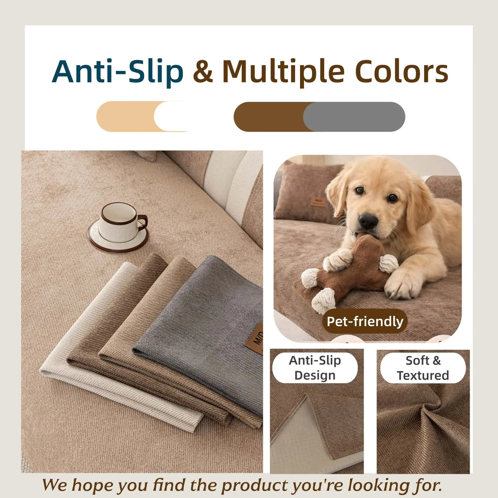Solid Color Thick Couch Cover for Dogs and Cats, Non‑Slip Sofa Seat Protector Pad, Soft Pet‑Friendly Furniture Cover, Multiple Colors for 1/2/3/4 Seater Sofa, Sofa Slipcover, Removable Washable Covers