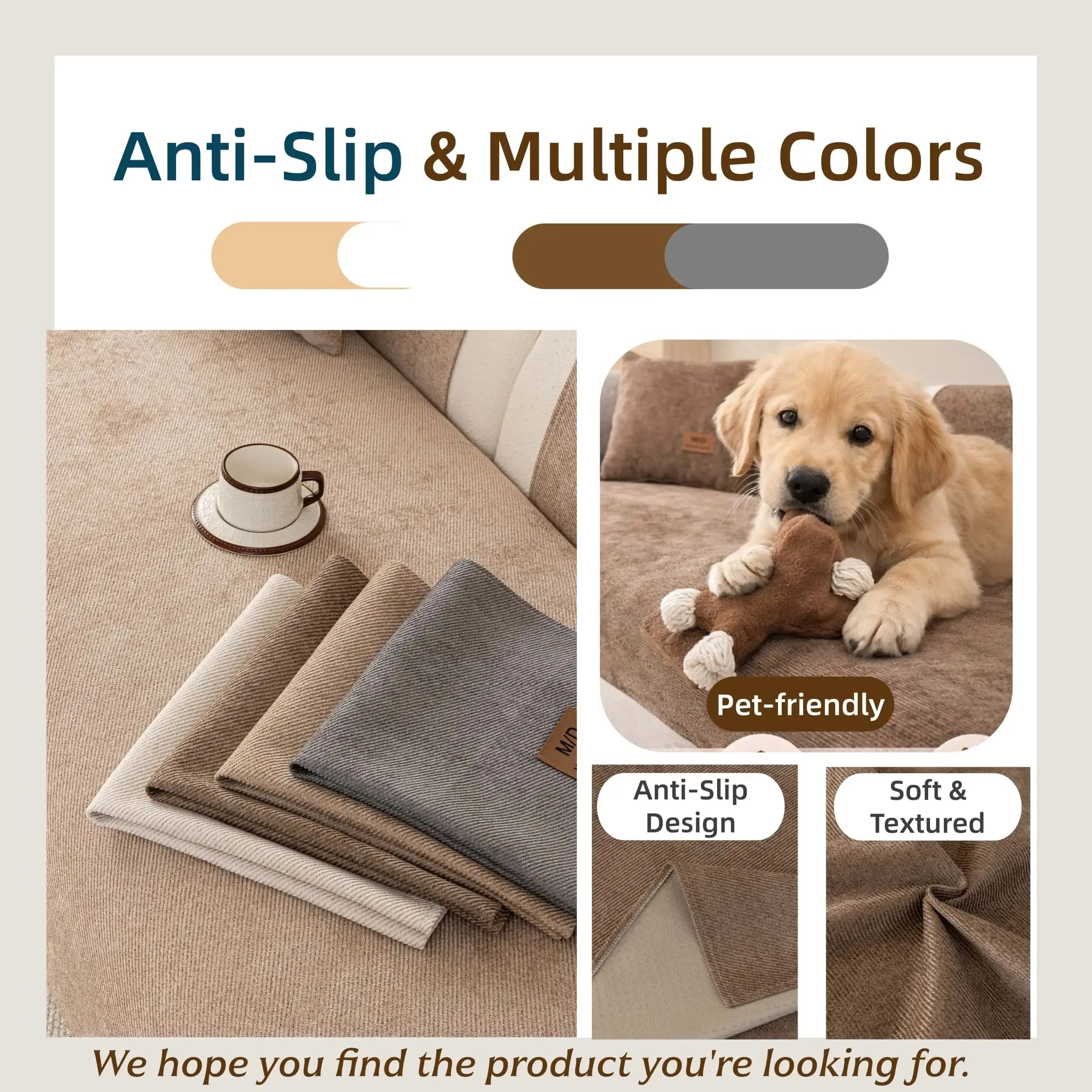 Solid Color Thick Couch Cover for Dogs and Cats, Non‑Slip Sofa Seat Protector Pad, Soft Pet‑Friendly Furniture Cover, Multiple Colors for 1/2/3/4 Seater Sofa, Sofa Slipcover, Removable Washable Covers