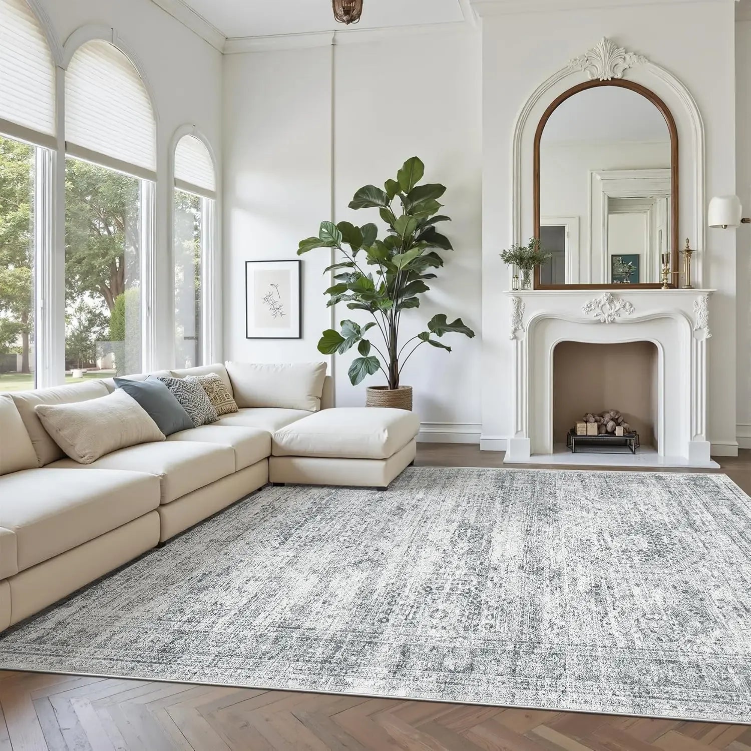 Art&Tuft Classic Style Washable Area Rug - Large, Soft, Non-Slip, Stain-Resistant Decorative Rugs for Living Room, Home Accessory, Cool Room Decor, Apartment Accessories (Various Sizes)