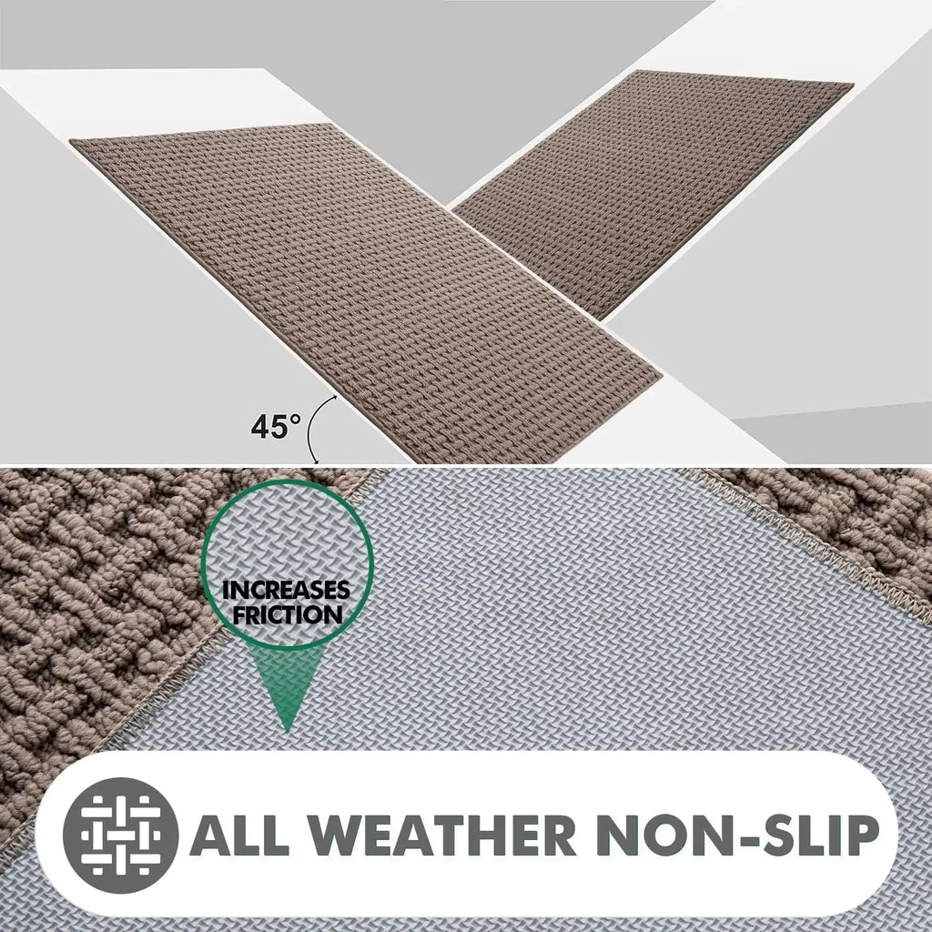 Lumi Washable Door Mat Indoor Entrance 17x30 Absorbent Interior Non-Slip Rubber Backing Thin Entryway Doormat Home Decor Rugs Fluffy Rugs Neutral Beige