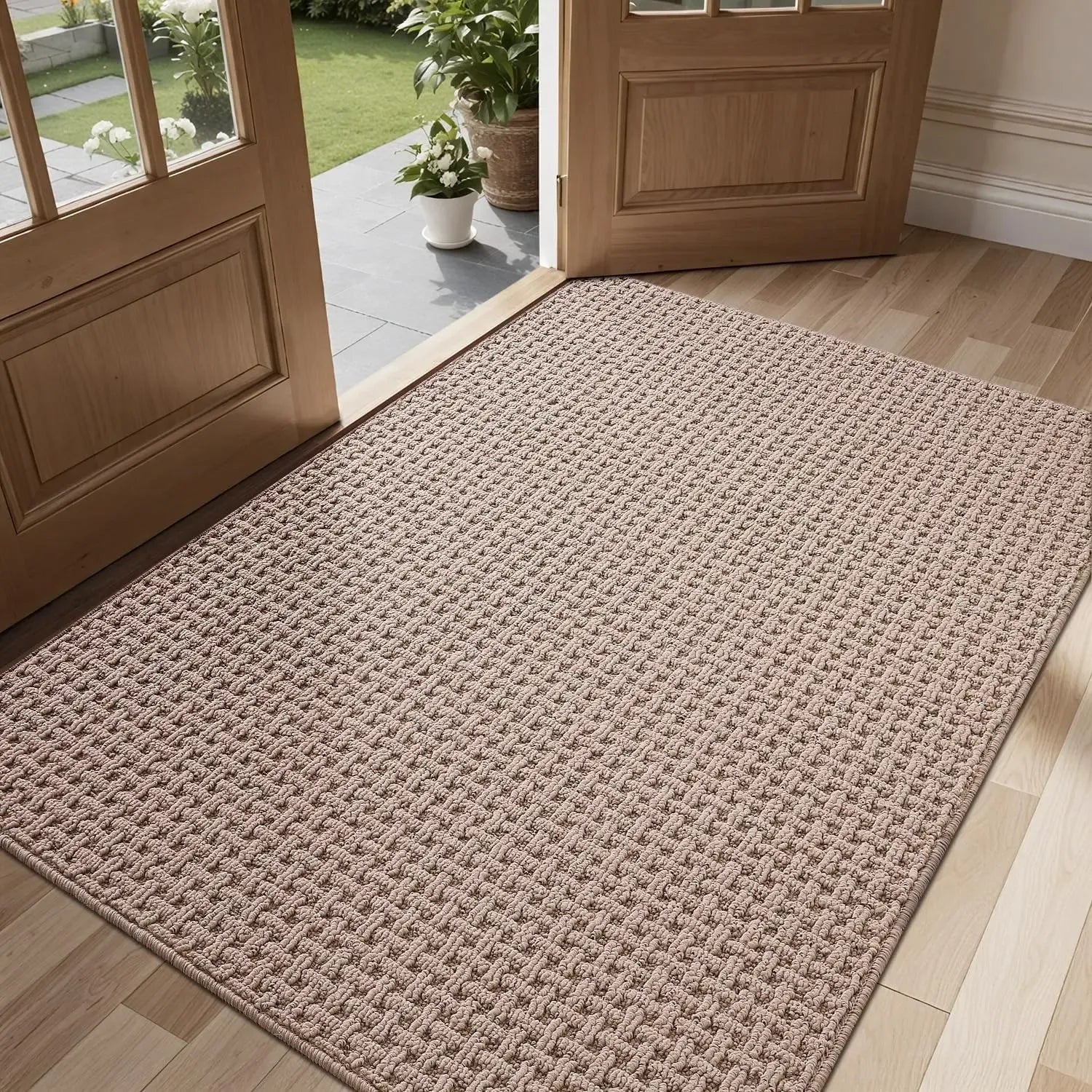 Lumi Washable Door Mat Indoor Entrance 17x30 Absorbent Interior Non-Slip Rubber Backing Thin Entryway Doormat Home Decor Rugs Fluffy Rugs Neutral Beige