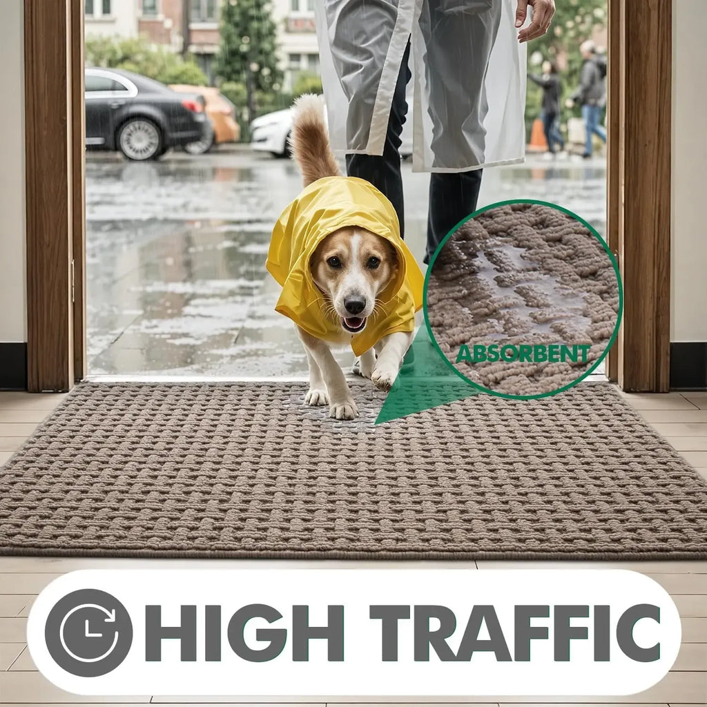 Lumi Washable Door Mat Indoor Entrance 17x30 Absorbent Interior Non-Slip Rubber Backing Thin Entryway Doormat Home Decor Rugs Fluffy Rugs Neutral Beige