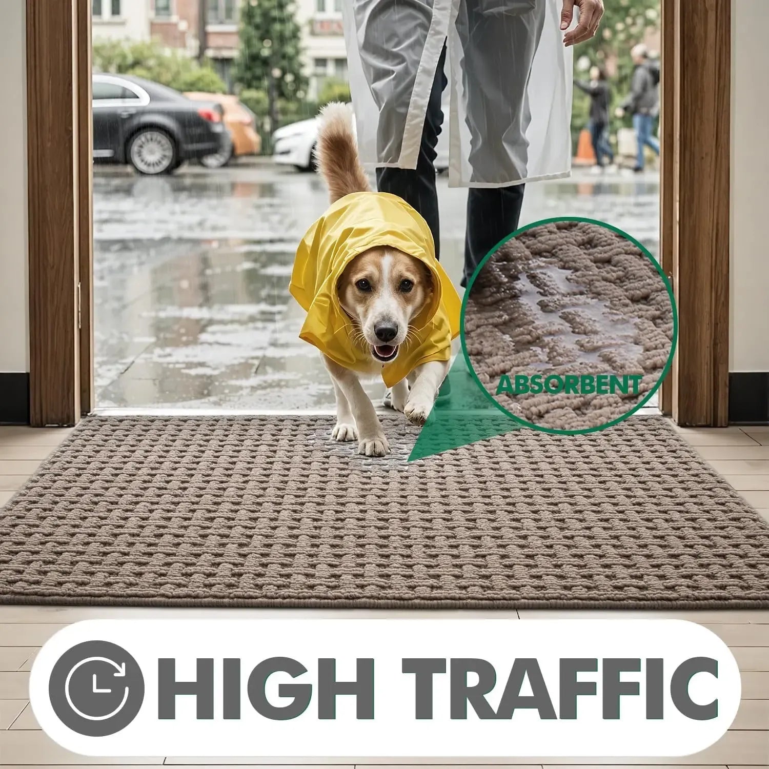 Lumi Washable Door Mat Indoor Entrance 17x30 Absorbent Interior Non-Slip Rubber Backing Thin Entryway Doormat Home Decor Rugs Fluffy Rugs Neutral Beige