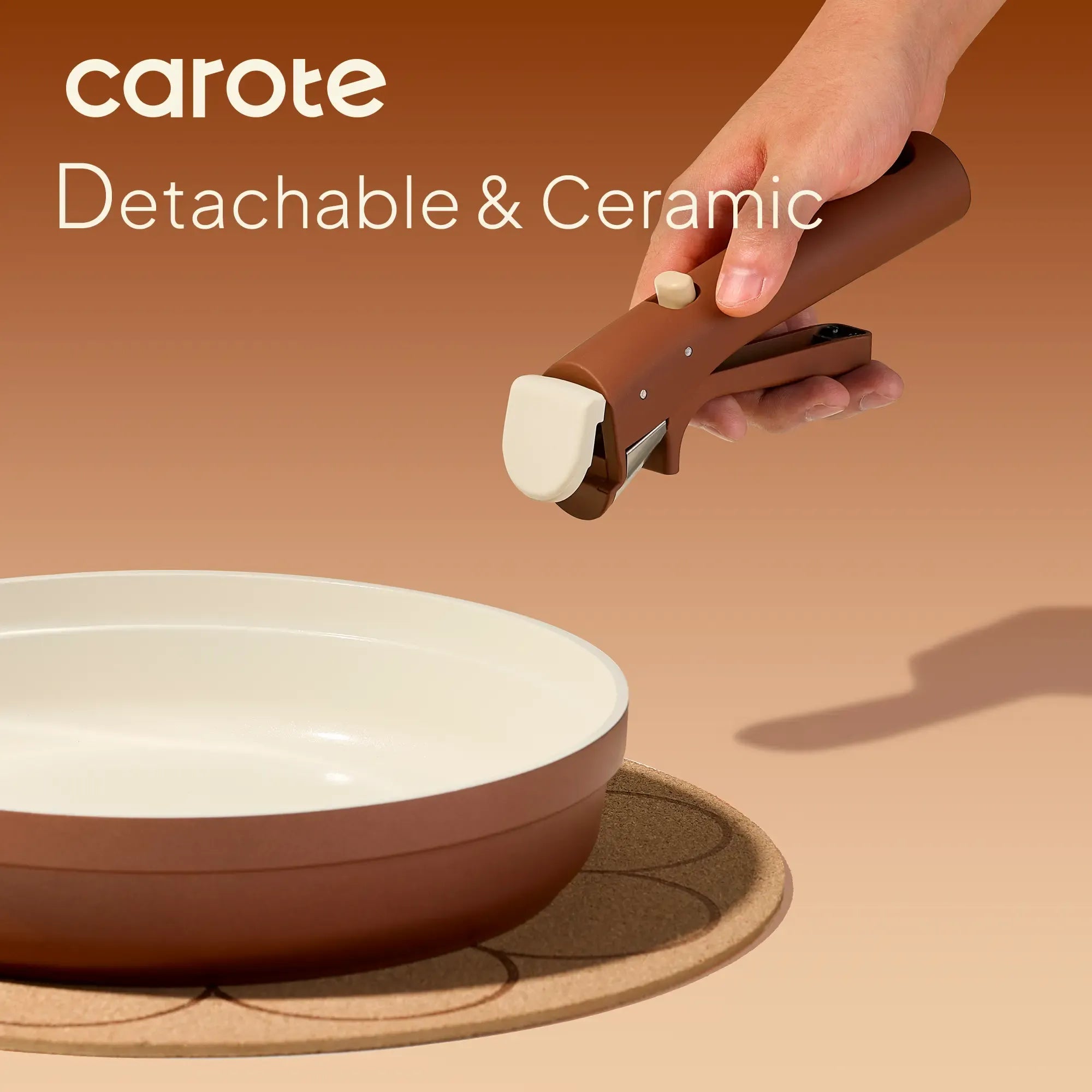 [Official]CAROTE Cookware Set 22/31Pcs Ceramic Nonstick Cookware Set with Detachable Handle, Biscuit Trivets, Non-Toxic Dishwasher Safe, Induction Safe