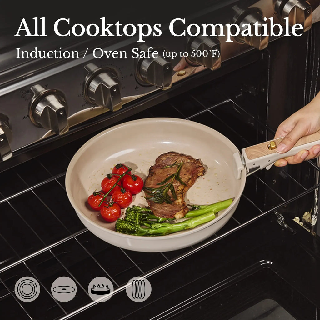 [Official] CAROTE 19Pcs Ceramic Cookware Set Nonstick with Detachable Handle, Dishwasher Safe, Easy Pouring Spout