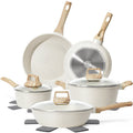 SODAY Pots and Pans Set Non Stick, 12Pcs Kitchen Cookware Sets Non-toxic Healthy Nonstick Kitchen Cooking Set with Frying Pans, Saucepans,Glass lid,Kitchenware,stock up on specials, Aluminium Durable Bakelite Handle , DealsForYouDays，Father's Day Gift Lid