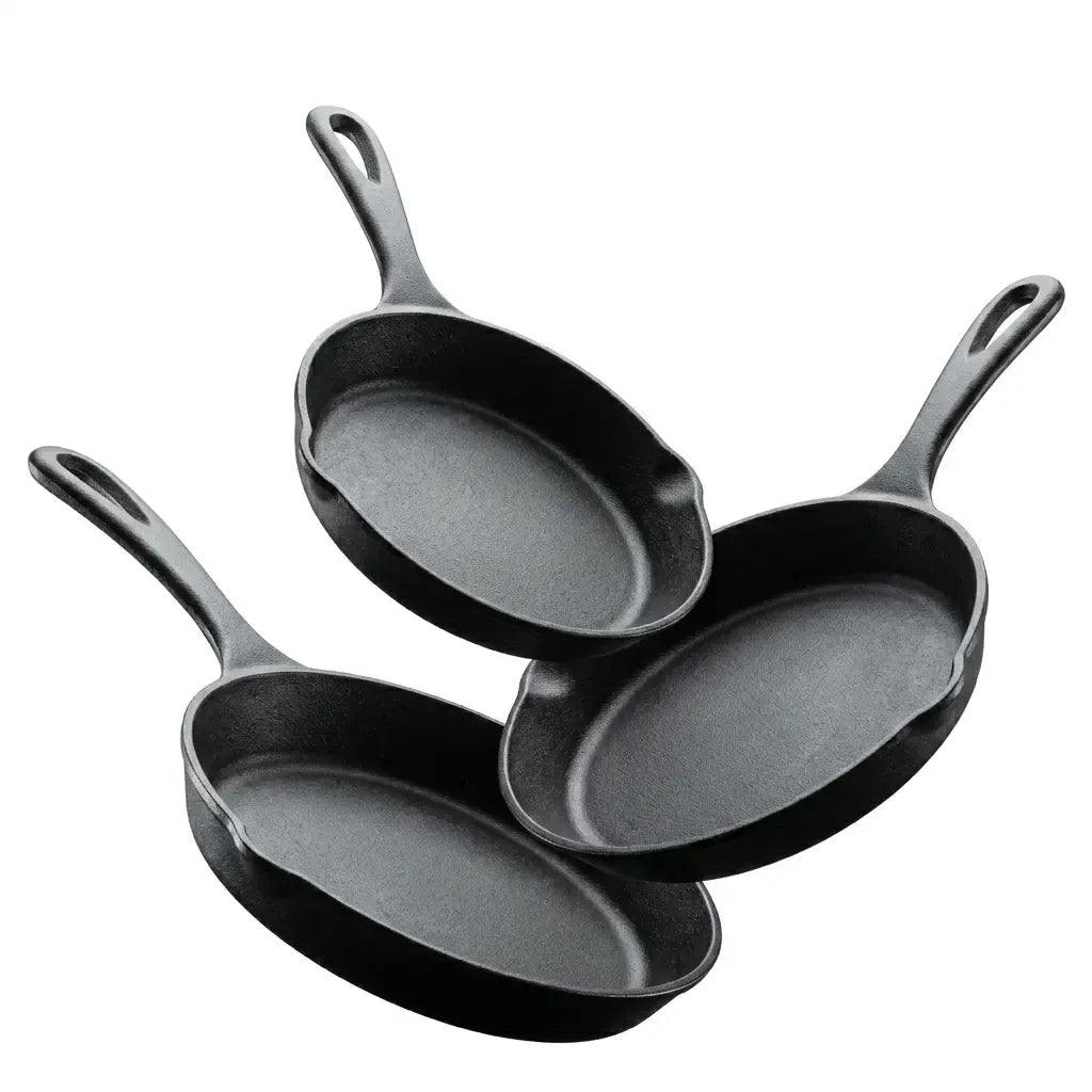 Utopia Kitchen 3-Piece Black Cast Iron Skillet Set - Pre-Seasoned Heavy Duty Pans (6",8",10") - Oven-Safe Kitchen Supplies Bundle Cookware Sets - Stove, Grill Safe Cast Iron Pots