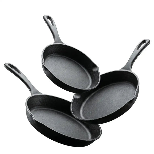 Utopia Kitchen 3-Piece Black Cast Iron Skillet Set - Pre-Seasoned Heavy Duty Pans (6",8",10") - Oven-Safe Kitchen Supplies Bundle Cookware Sets - Stove, Grill Safe Cast Iron Pots