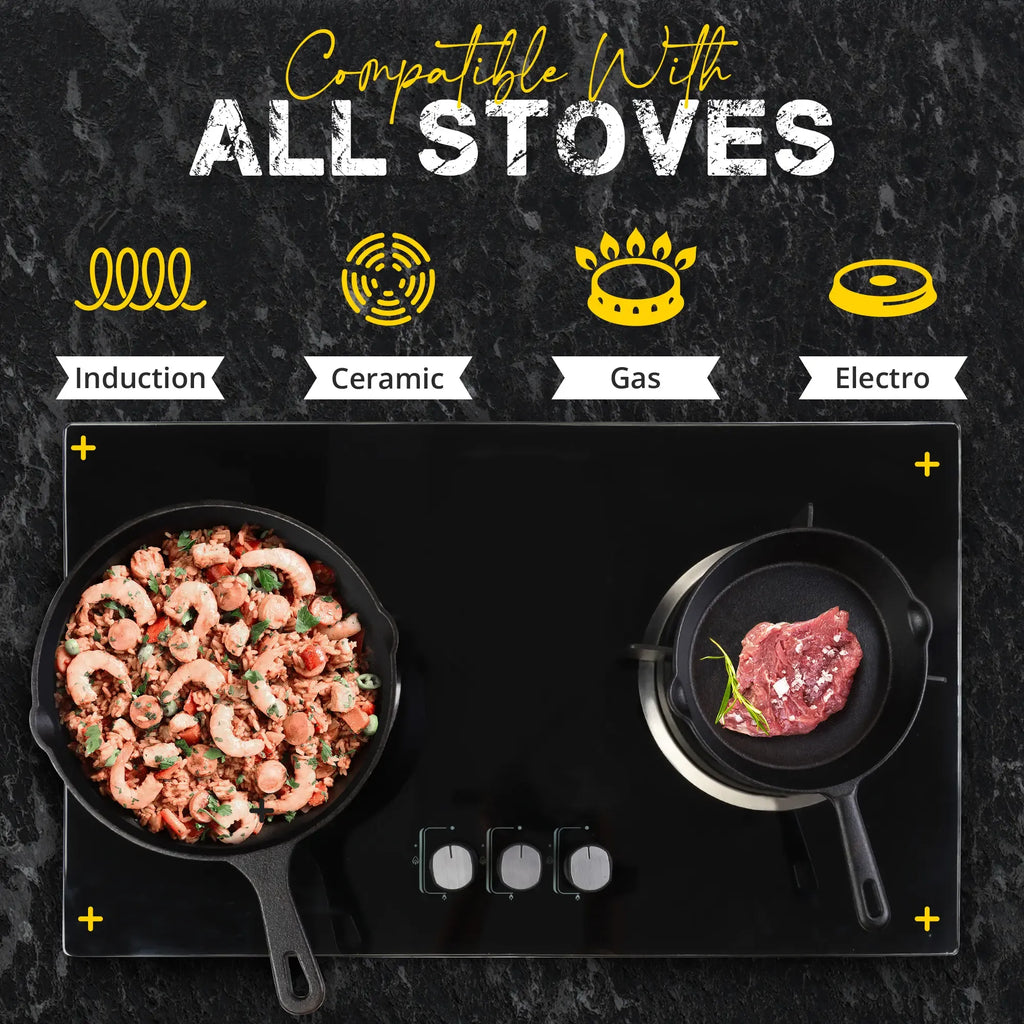 Utopia Kitchen 3-Piece Black Cast Iron Skillet Set - Pre-Seasoned Heavy Duty Pans (6",8",10") - Oven-Safe Kitchen Supplies Bundle Cookware Sets - Stove, Grill Safe Cast Iron Pots
