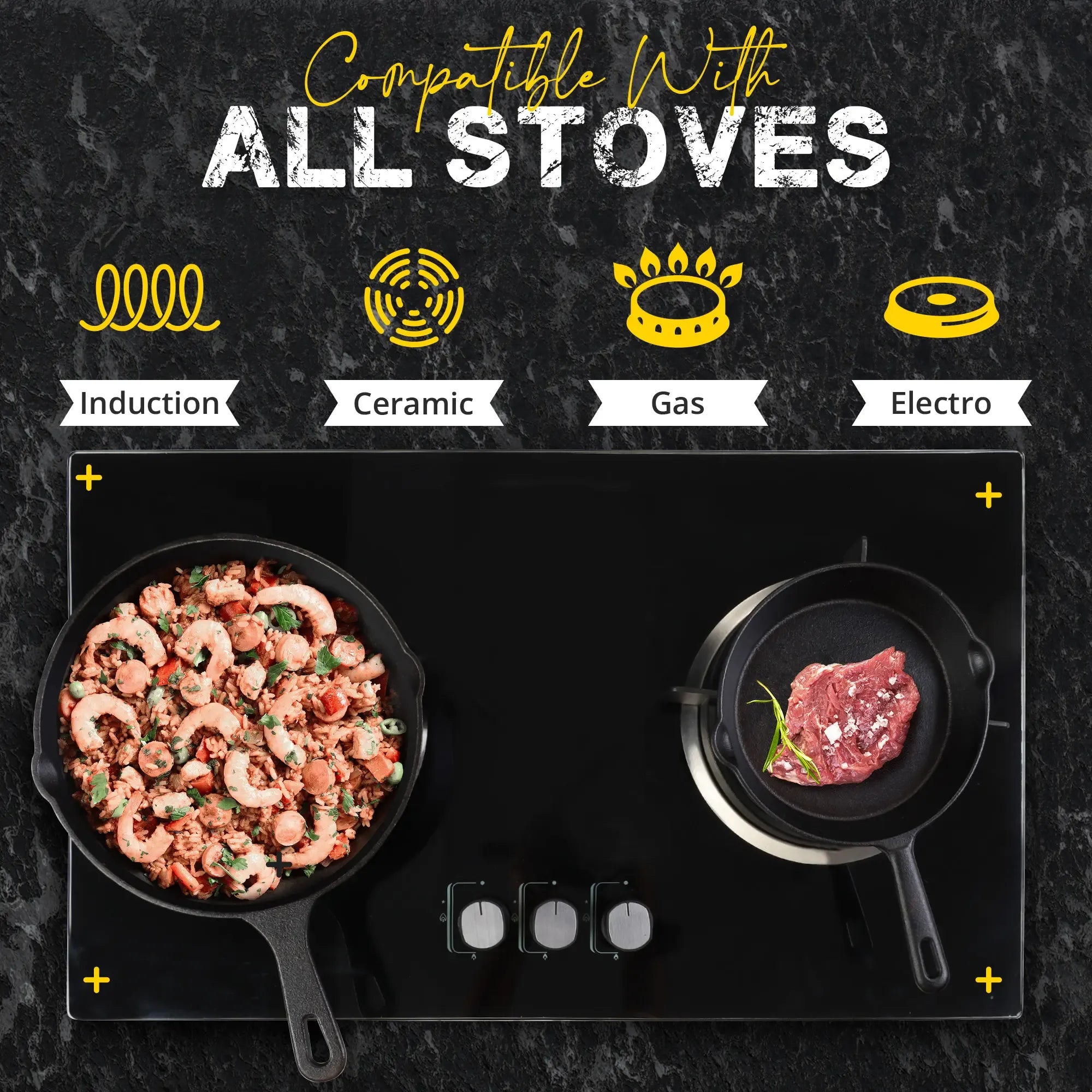 Utopia Kitchen 3-Piece Black Cast Iron Skillet Set - Pre-Seasoned Heavy Duty Pans (6",8",10") - Oven-Safe Kitchen Supplies Bundle Cookware Sets - Stove, Grill Safe Cast Iron Pots