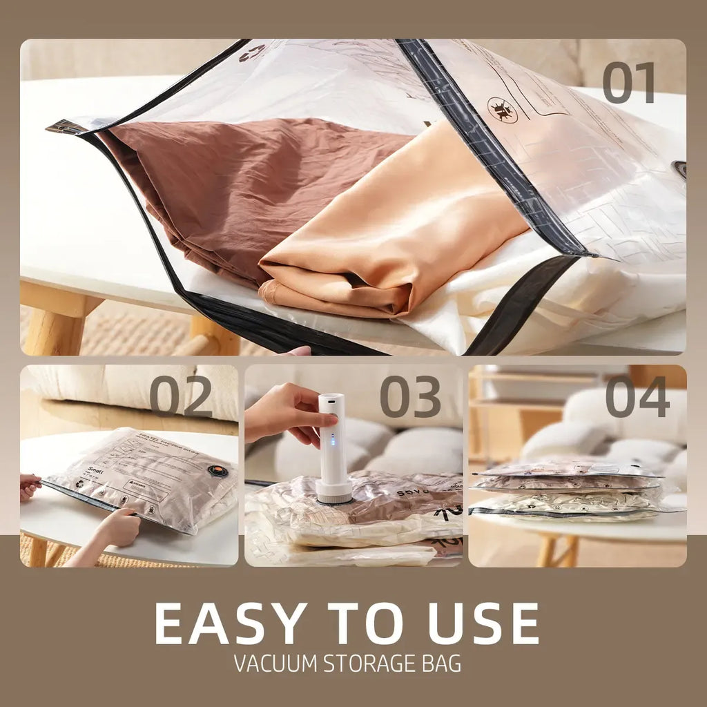 [Inspink] Vacuum Bags for Travel with USB Rechargeable Electric Pump, Durable Lightweight Storage Organizer, Space Saving Compression Bags , Portable Clothes Storage Organizer, Travel Packing Pouch for Garment & Outdoor Camping,DealsForYouDays, SummerWins