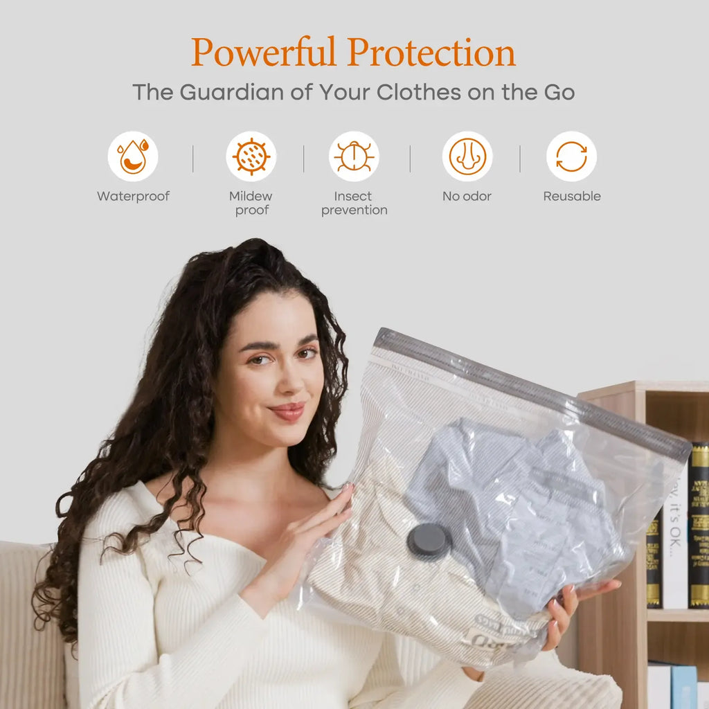 【Summer Vibes】Vacease Cordless Travel Vacuum Bag Set with Rechargeable Air Pump - 15-Pack Space Saving Storage Bags, Airtight Resealing Sealed Organizers for Luggage, Sturdy Lightweight Clothes Storage Solution, Vacuum Bags For Travel