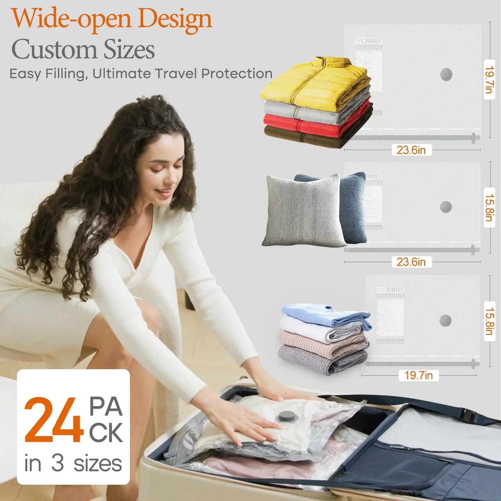 【Summer Vibes】Vacease Cordless Travel Vacuum Bag Set with Rechargeable Air Pump - 15-Pack Space Saving Storage Bags, Airtight Resealing Sealed Organizers for Luggage, Sturdy Lightweight Clothes Storage Solution, Vacuum Bags For Travel
