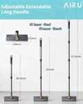 AIR U 3-in-1 Floor Scrub Bathtub Brush with Long Handle, Double-Sided, Heavy-Duty Stiff Bristles & Squeegee – Scrape & Scrub for Shower, Bathroom, Patio, Garage, Kitchen, Wall & Deck – Home Cleaning Essentials