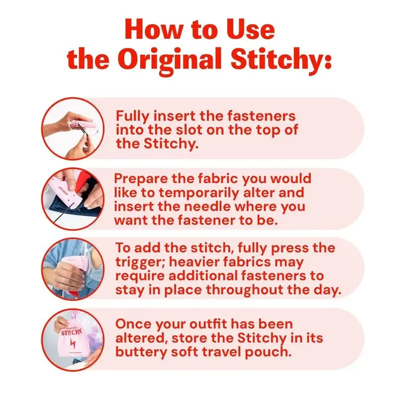 2026 Stitchy, Handheld StitchGun Quick Clothing Fixer, with 6 Needles + 1200 Micro Stiches, At-Home Alterations,WardrobeAssistant, Alter Your Clothing Instantly