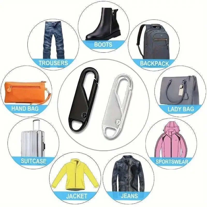 Zipper Pull Replacement, 4 Counts Detachable Zipper Heads, Reusable Zipper Pulls for Travel Bags, Clothing, Backpacks, Boots and Wallets